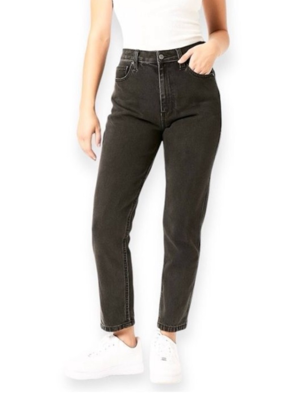 RSQ Vintage Mom Washed Black Denim Jeans Sz 25